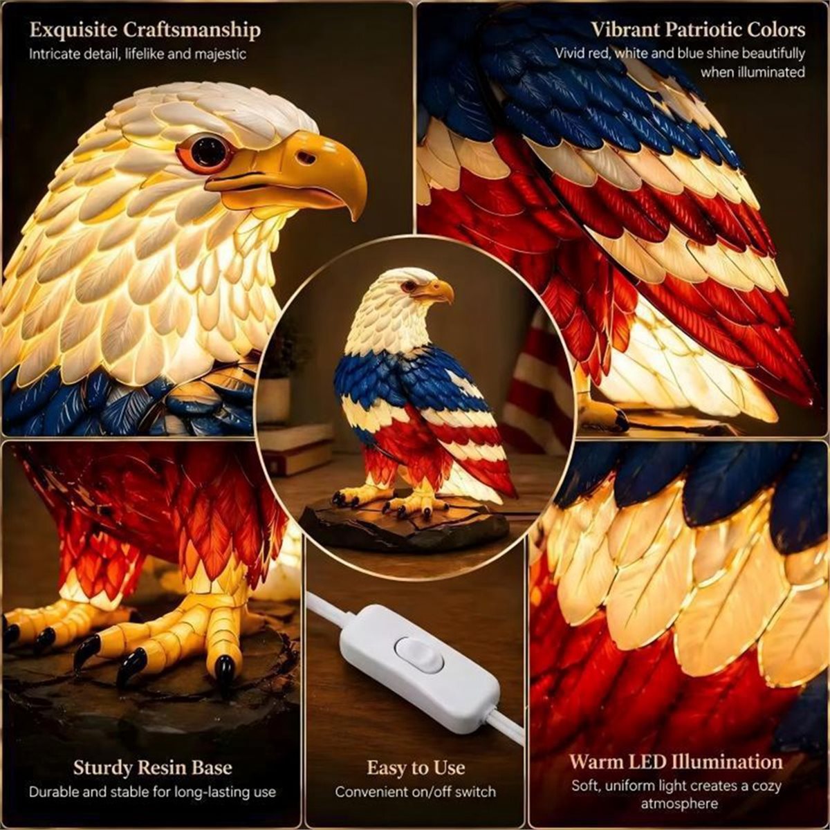 Home Decor Lighting Manufacturer - PHONE&GEAR Eagle Resin Table Lamp Atmospheric