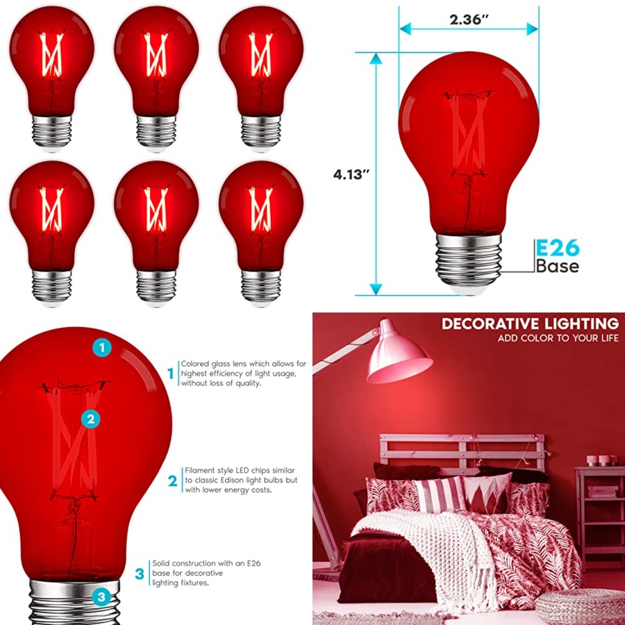 A19 Edison LED Light Bulbs, 4. - Lighting Decor Outdoor 评论和价格