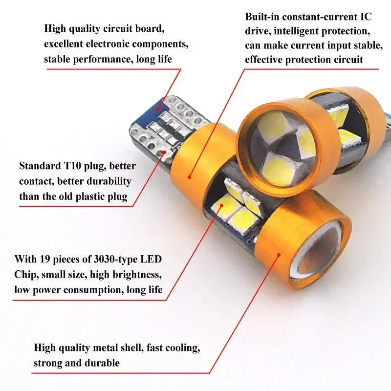 2Pcs Car T10 12V LED Signal Li - Orange Lighting Decor 评论和价格