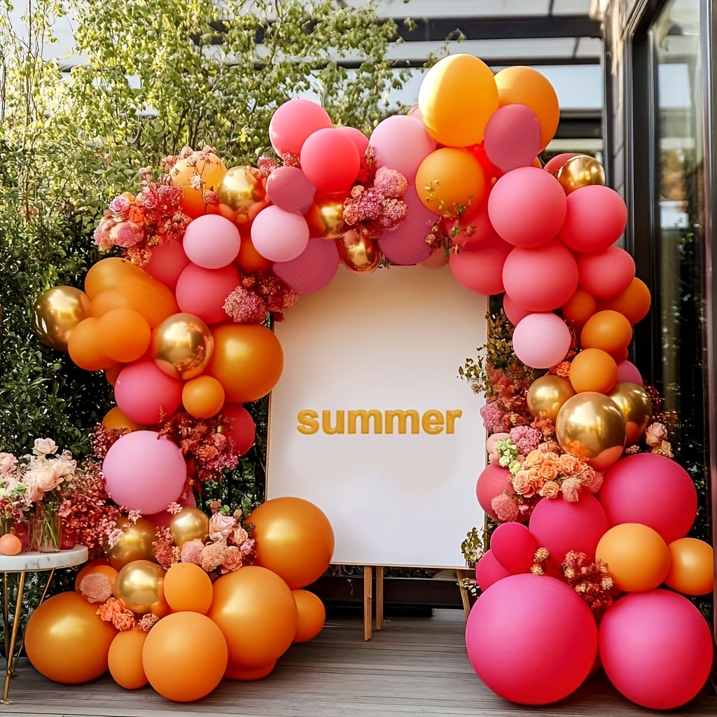 126pcs Hot Pink Orange Balloon - Orange Lighting Decor 评论和价格