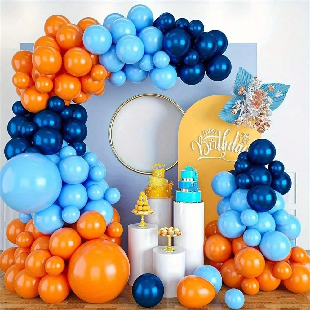 94Pcs Blue Balloon Flower Arch - Orange Lighting Decor 评论和价格