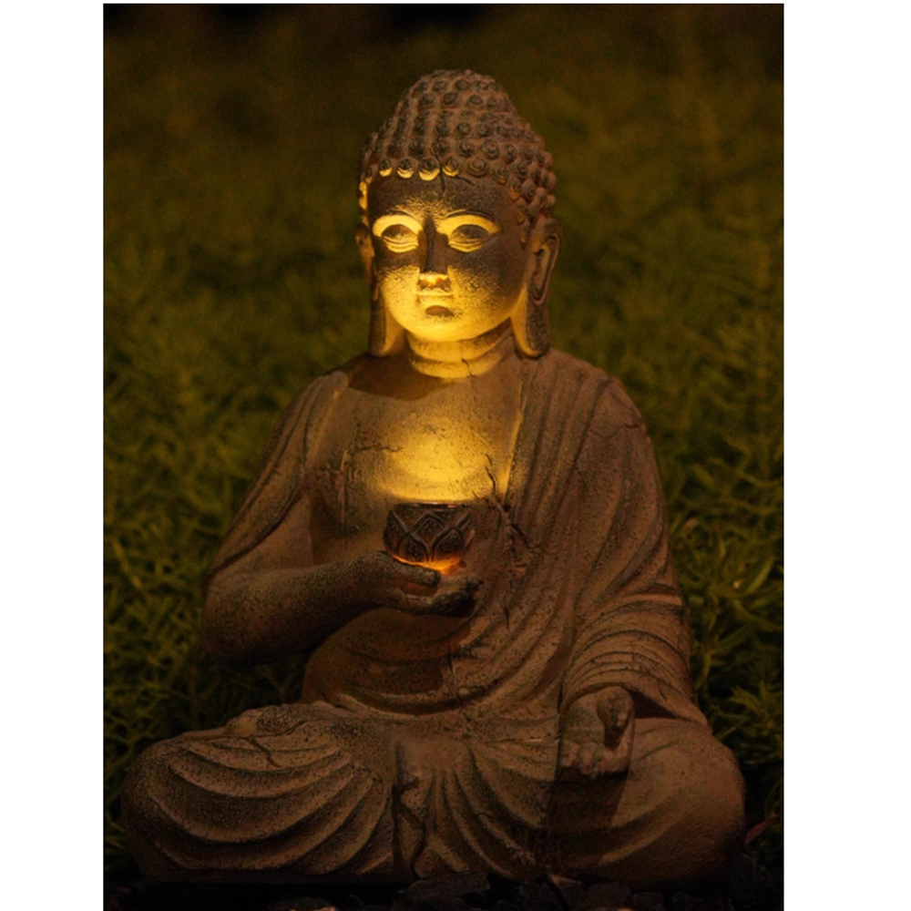 Resin Solar Buddha Statue Scul - Japanese Lighting Decor 评论和价格