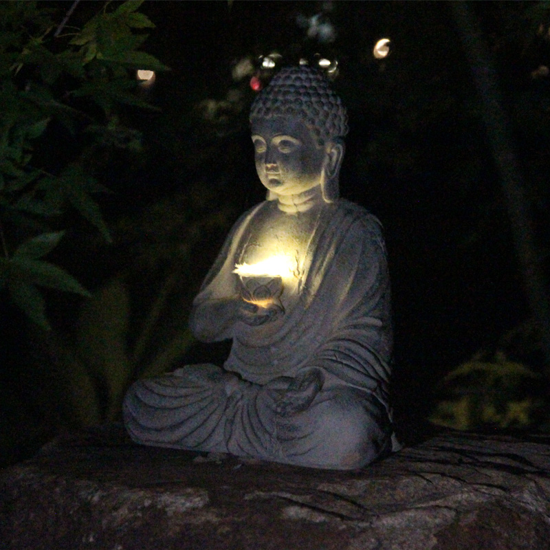Resin Solar Buddha Statue Scul - Japanese Lighting Decor 评论和价格