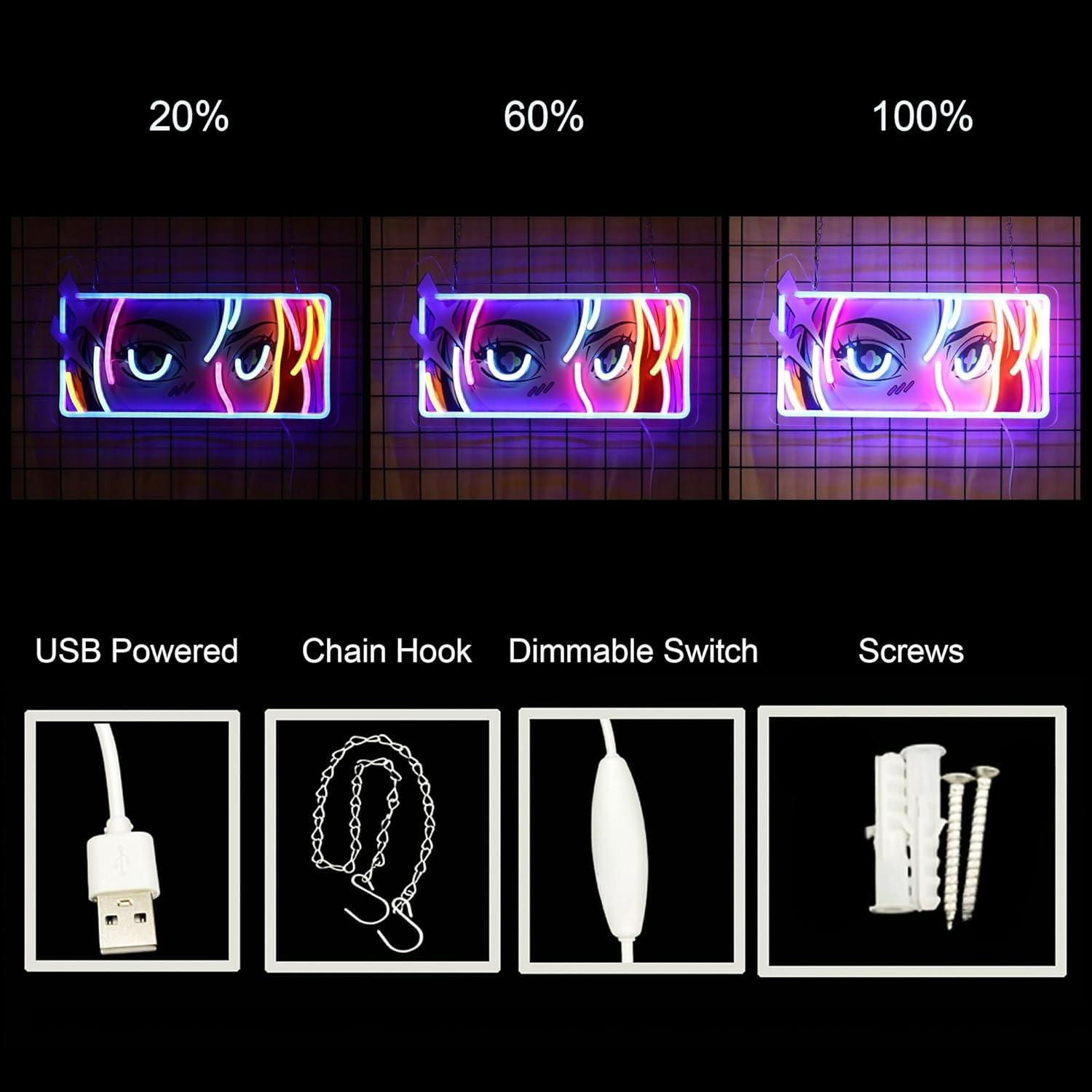 Passionate Eyes Neon Sign USB  - Led Lighting Wall Decor 评论和价格
