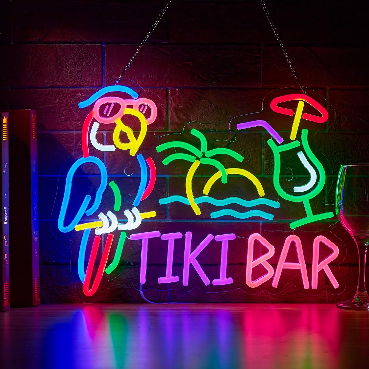 Tiki Bar Parrot Palm Tree Neon - Led Lighting Wall Decor 评论和价格