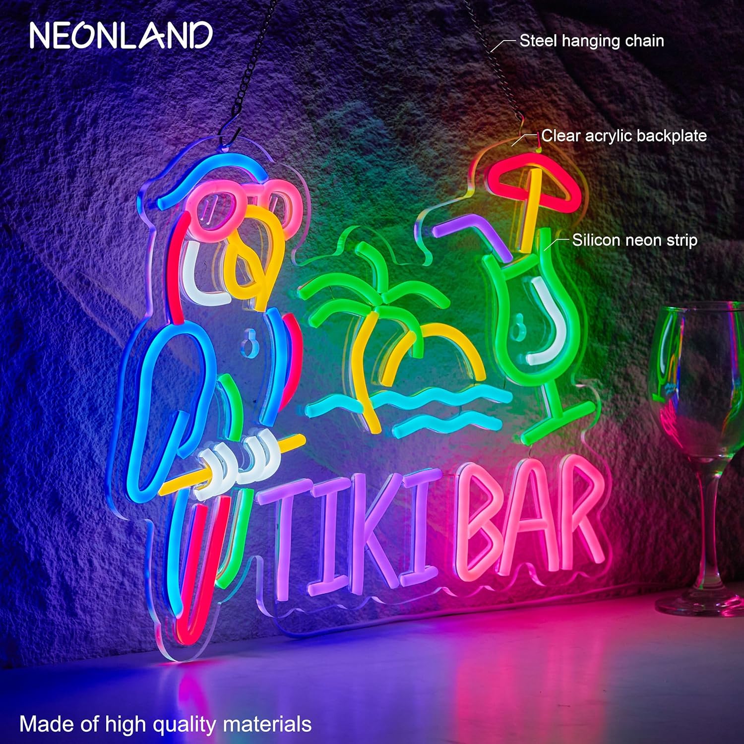 Tiki Bar Parrot Palm Tree Neon - Led Lighting Wall Decor 评论和价格