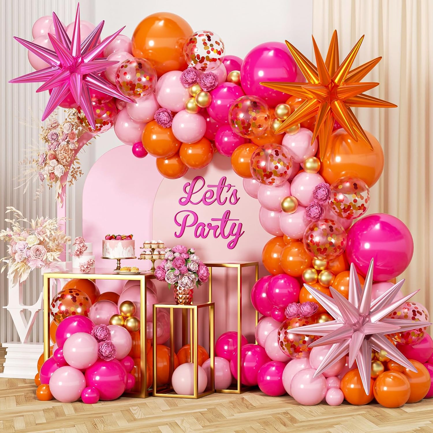89Pcs  Hot Pink Orange Metalli - Orange Lighting Decor 评论和价格