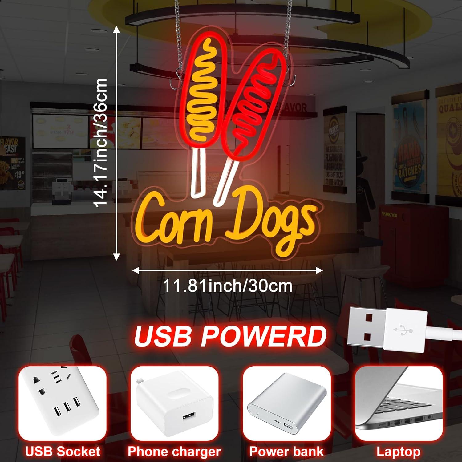 Corn Dog Neon Sign Snack USB D - Led Lighting Wall Decor 评论和价格