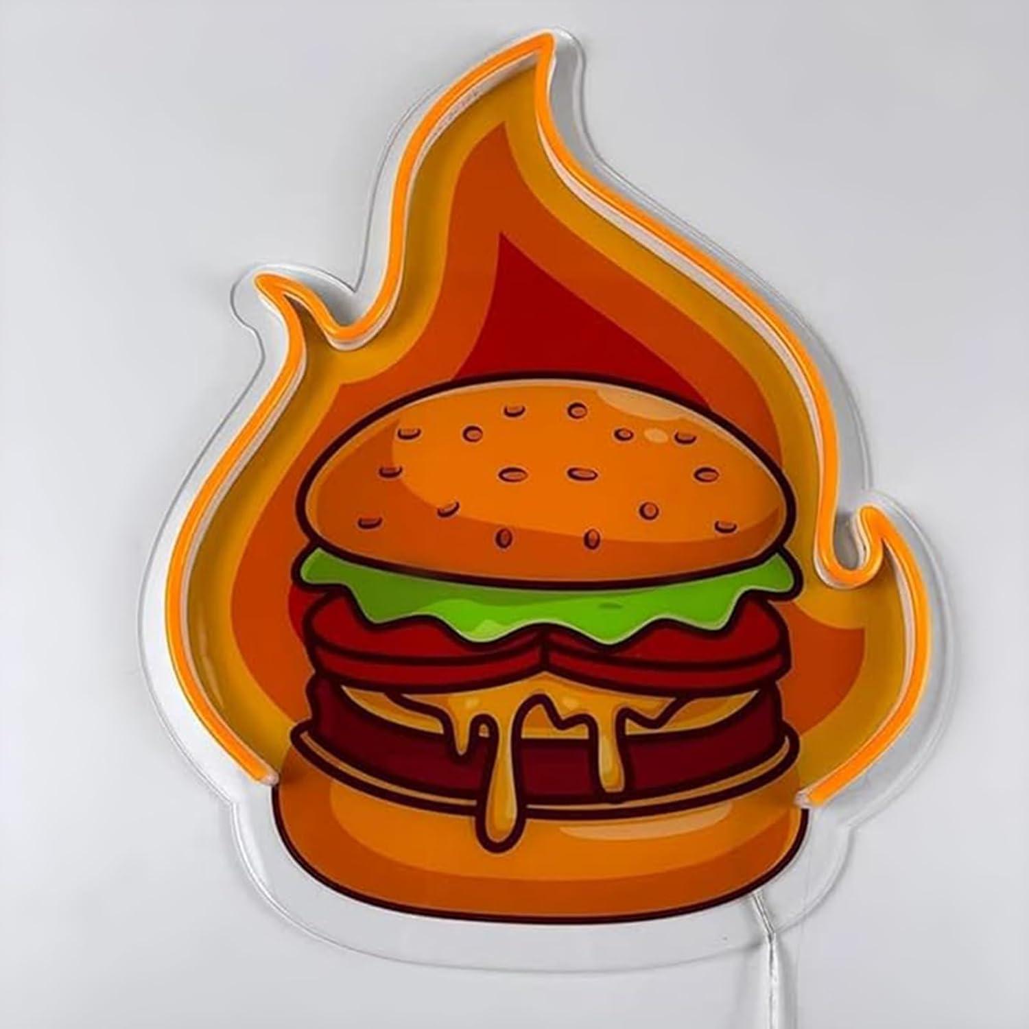 Burger Neon Sign LED Hamburger - Led Lighting Wall Decor 评论和价格
